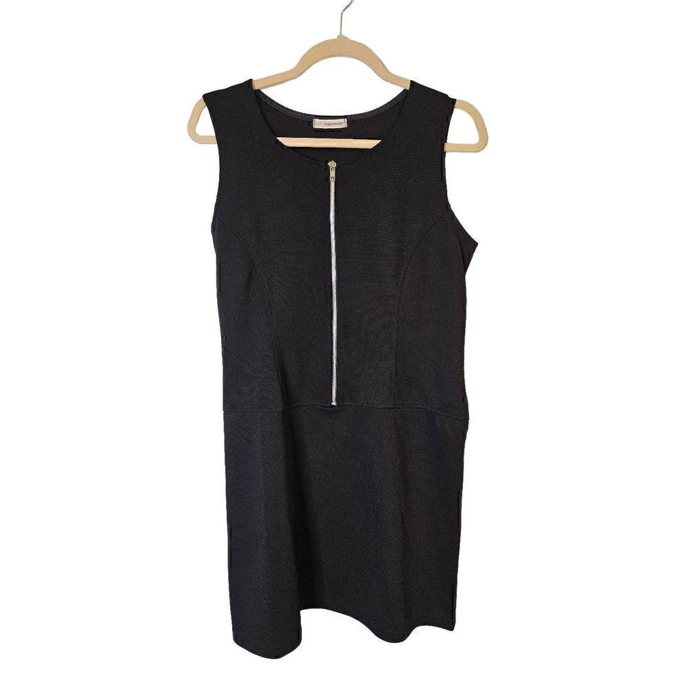 Basic Equipment,  black,sleeveless, front zip dress. Size S/M.